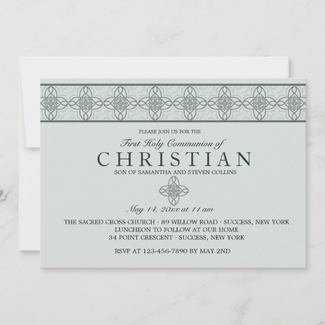 Communion Day Blue Invitation (Front)