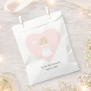 Communion Dove Blonde Girl Favour Bags