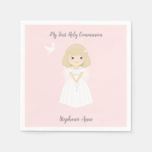 Communion Dove Blonde Girl Napkin