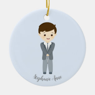 Communion Dove Boy Ceramic Tree Decoration