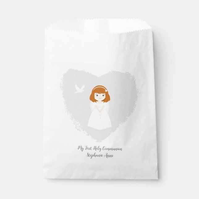 Communion Dove Redhead Girl Favour Bags (Front)