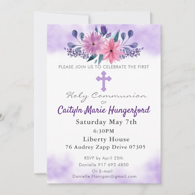 Communion Floral Invite (Front)