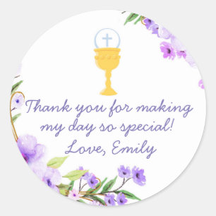 Communion Floral Watercolor Gift Favour Label