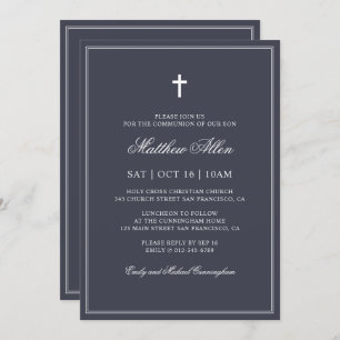 Communion For Him   Elegant Classic Cross Invitation