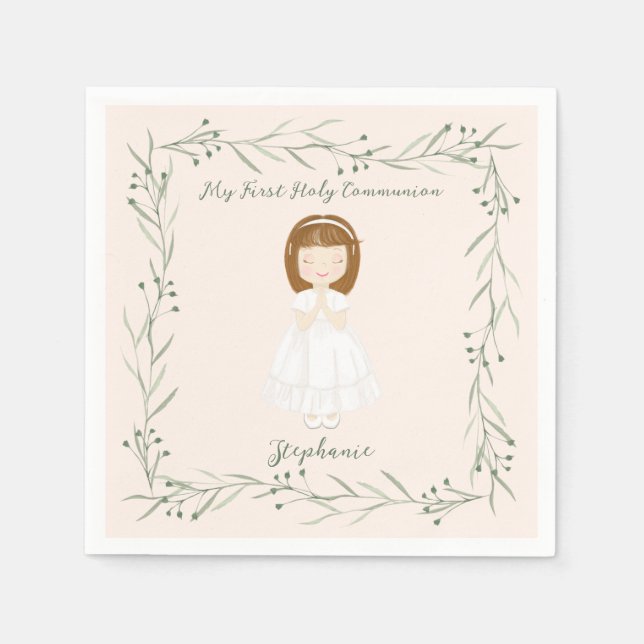 Communion Girl Praying Napkin (Front)