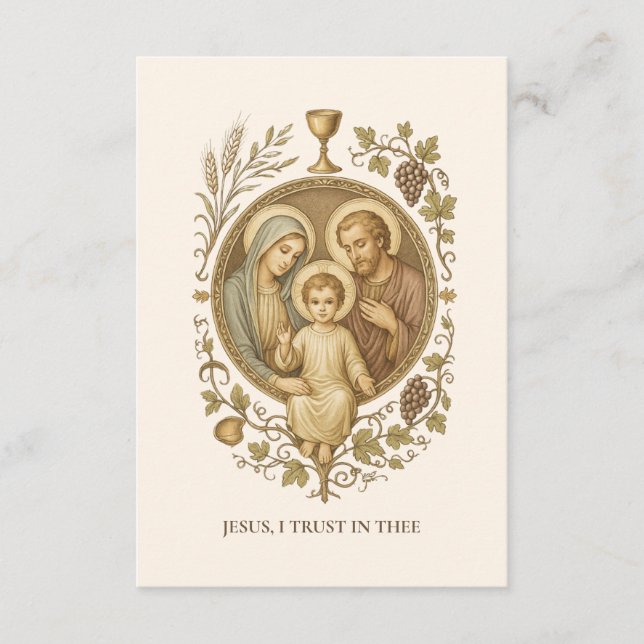 Communion Holy Family Remembrance Holy Card (Front)