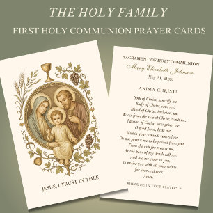 Communion Holy Family Remembrance Holy Card