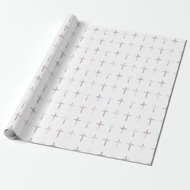 Communion Lavender Cross Wrapping Paper (Unrolled)