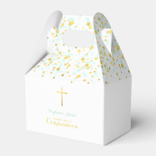 Communion Mint and Gold Confetti Favour Box