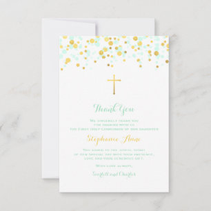Communion Mint and Gold Confetti Invitation