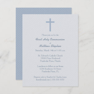 Communion Pastel Blue Cross Invitation