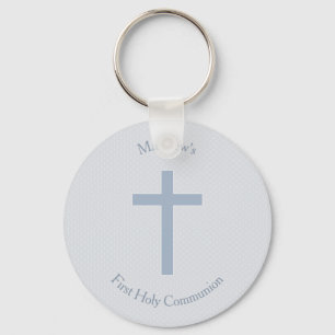 Communion Pastel Blue Cross Key Ring