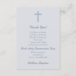 Communion Pastel Blue Cross Thank You