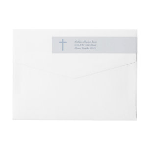 Communion Pastel Blue Cross Wrap Around Label