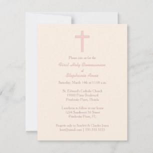 Communion Pastel Pink Cross Invitation