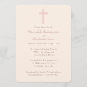 Communion Pastel Pink Cross Invitation