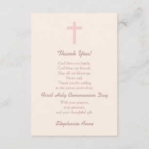 Communion Pastel Pink Cross Thank You