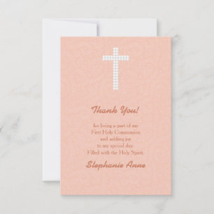 Communion Peach Vines and Stripes Invitation
