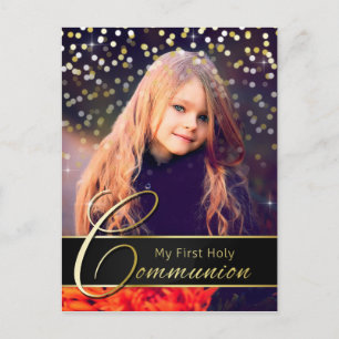 Communion Photo Elegant Gold - Postcard Invitation