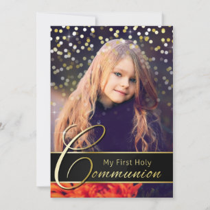 Communion Photo Elegant Gold Typography Invitation