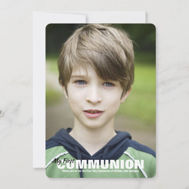 Communion Photo Invitation (V) YOU PICK BACK COLOR (Front)
