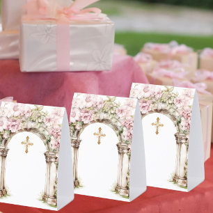 Communion Pink Florals Arch Cross DIY table sign