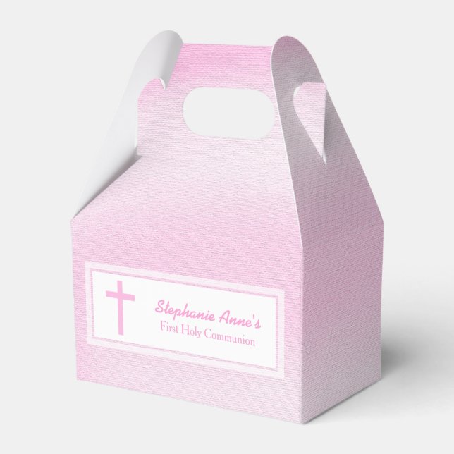 Communion Pink Watercolor Favour Box (Front Side)