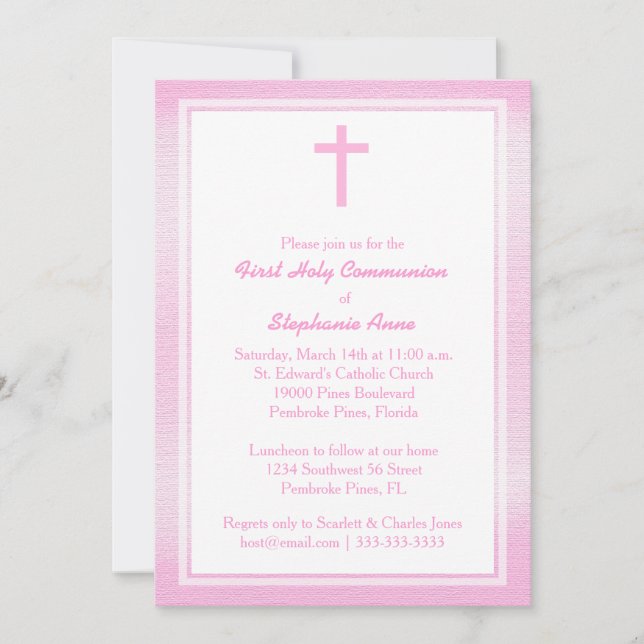 Communion Pink Watercolor Invitation (Front)