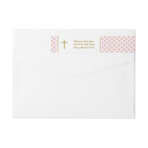 Communion Pink with Gold Polka Dots Wrap Around Label