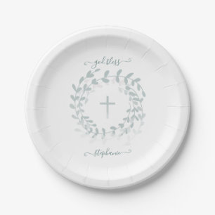 Communion Sage Wreath and Cross Paper Plate