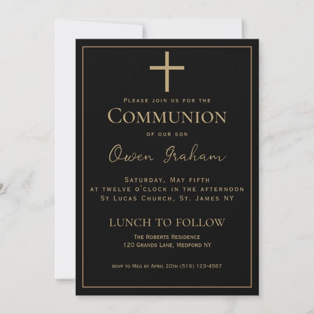 Communion  Simple Boy's Invitation  (Front)