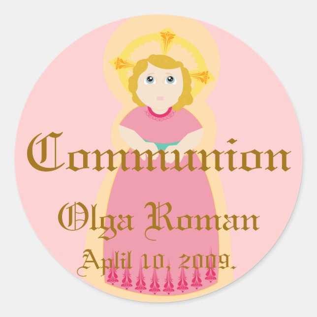 Communion Sticker-Customise Classic Round Sticker (Front)