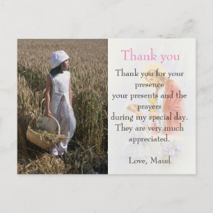 communion thank you note custom photo card