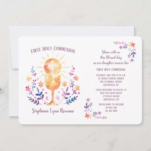 Communion Watercolor Religious Invitation (Front)