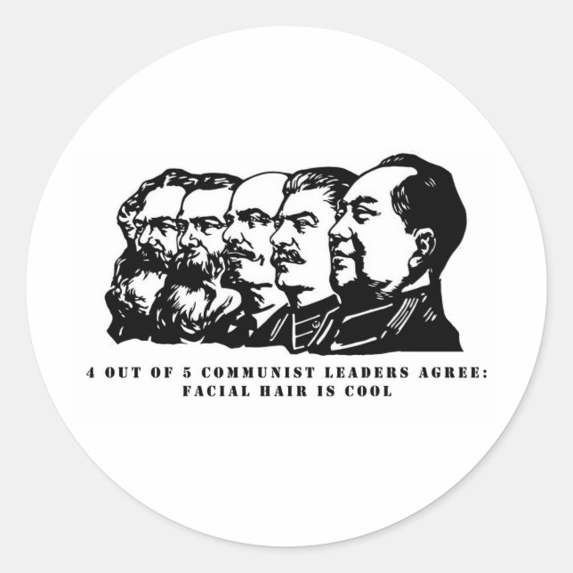 Communism facial hair classic round sticker (Front)