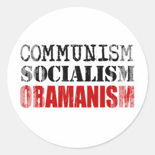 COMMUNISM SOCIALISM OBAMANISM Faded.png Classic Round Sticker