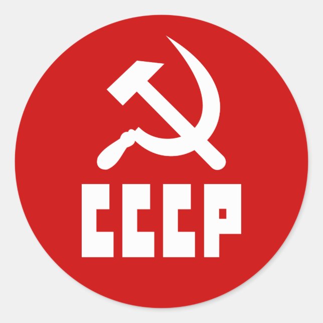 Communist CCCP Russian Hammer and Sickle Classic Round Sticker (Front)