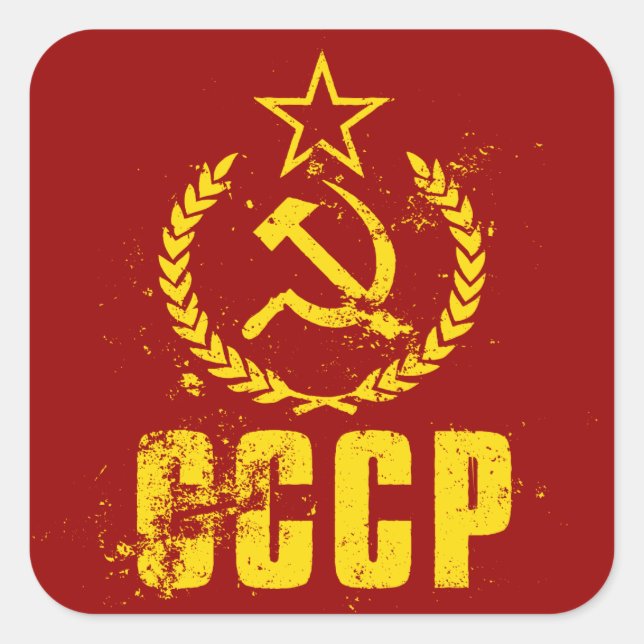 Communist Hammer & Sickle Vintage Flag Stickers (Front)