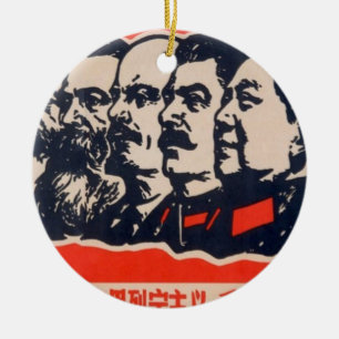 Communist Heads Propaganda Chairman Mao Stalin Ceramic Tree Decoration