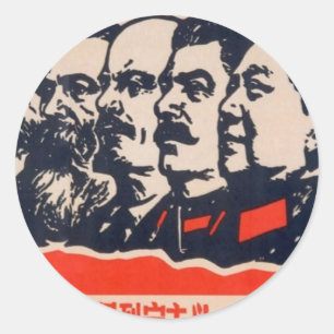 Communist Heads Propaganda Chairman Mao Stalin Classic Round Sticker