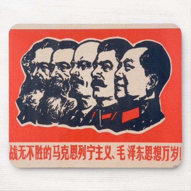 Communist Heads Propaganda Chairman Mao Stalin Mouse Mat (Front)