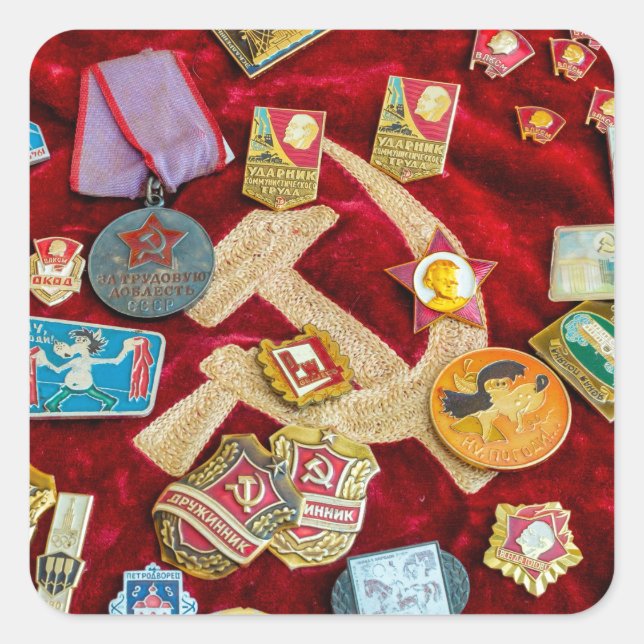Communist memorabilia square sticker (Front)