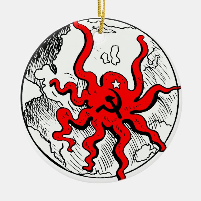 Communist Octopus Ceramic Tree Decoration (Front)