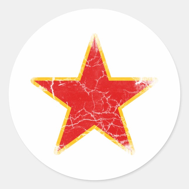 Communist Red Star Vintage Classic Round Sticker (Front)