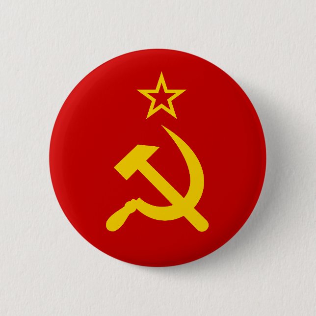 Communist Russia Flag USSR 6 Cm Round Badge (Front)