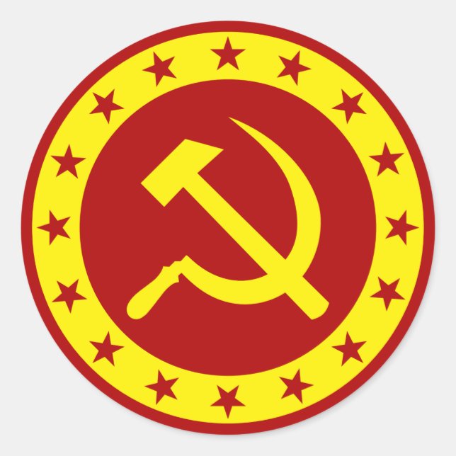 Communist Symbol Hammer Sickle Classic Round Sticker (Front)
