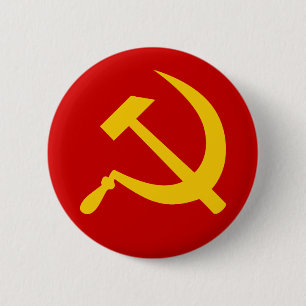 Communist USSR Russian Hammer and Sickle 6 Cm Round Badge