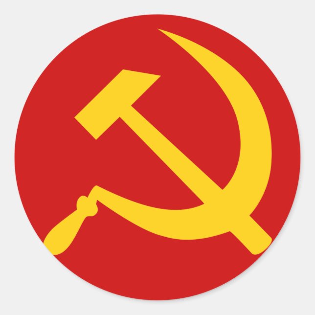 Communist USSR Russian Hammer and Sickle Classic Round Sticker (Front)