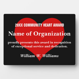 Community Heart Volunteer Award Plaque