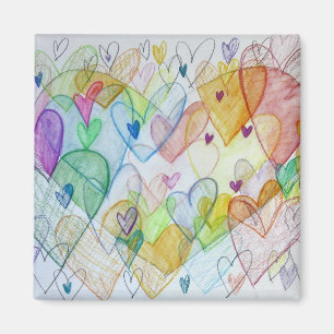 Community Hearts Art Rainbow Fridge Magnet